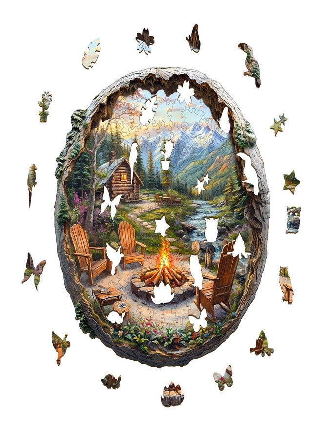 AEEKDOOK Wooden Puzzles for Adults - 3D Outdoor Bonfire Wooden Puzzle - Unique Animal Shape Wood Cut Puzzles - Eco-Friendly Home Office Decor (M-11.4 * 11.2in) - Image 2